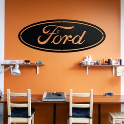 Carved Ford logo on the wall | Black