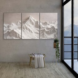 3-Piece Wall Art Mountains - Snowy Silence