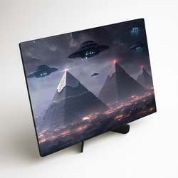 Futuristic image of pyramids and UFO - Star apocalypse