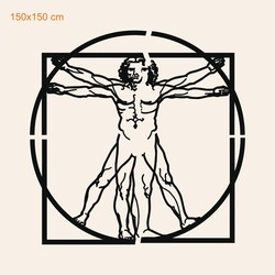 Leonardo da Vinci's Wooden Wall Art - Vitruvian Man | 150x150 cm