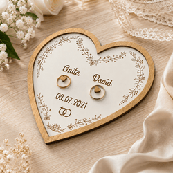 Wedding Gift for Newlyweds - Heart Ring Tray | White / Gold