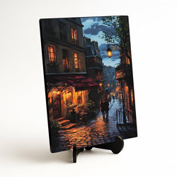 Romantický obraz na stenu - Nočná prechádzka mestom