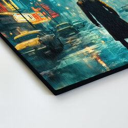 Moderný mestský obraz na dreve - Nočný detektív