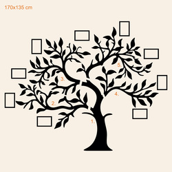 Dřevěná samolepka na zeď - Strom s fotkami | 170x135 cm