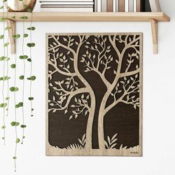 Wooden Home Decor - Tree in Frame | Dark / Pale wood