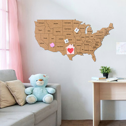 Cork Map of the USA on the Wall