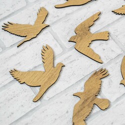 Drevená samolepka vtáčiky na stenu 8 ks | Dub zlatý