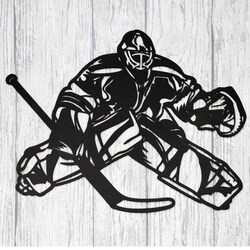 Dárek pro hokejistu - Dřevěný obraz Brankář | Černá