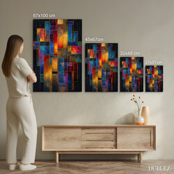 Wooden colored picture - Geometric stained glass