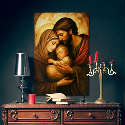 Colorful wooden picture - Holy Family
