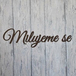 Dřevěná nálepka na zeď - nápis Milujeme se | Wenge