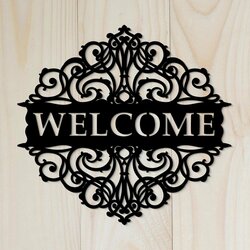 Fa üdvözlőtábla Welcome felirattal | Fekete