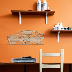 Wooden Wall Art of a Car - Ford Mustang | Oak Sonoma