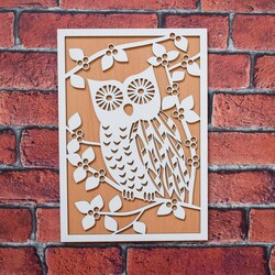 3D fakép - Bagoly | Fehér / Bükk