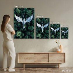 Barevný obraz na dřevě - Bílý drak