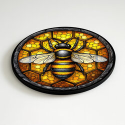 Wooden Wall Art - Bee on Honeycomb