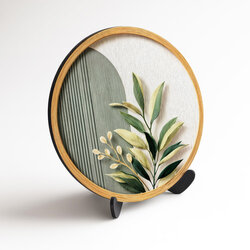 Kruhový art obraz na dreve - Botanica