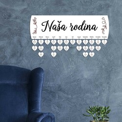 Drevený rodinný kalendár - Naša rodina | Biela