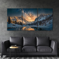 3-dílný obraz - Hory za stromy