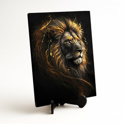 Dřevěný obraz lva - Král zvířat