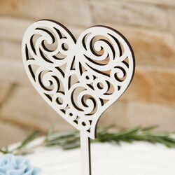 Svadobná dekorácia na tortu - ozdobné srdiečko