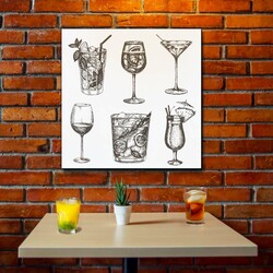 Drevený obraz do baru - Letné drinky  | Biela