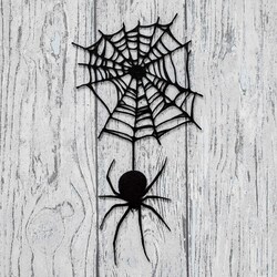 Wooden Halloween Decoration - Spider | Black