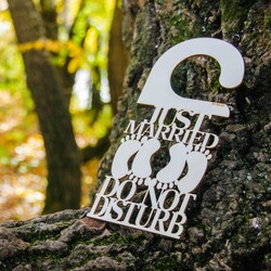 Svadobná dekorácia na dvere - Prosím nerušiť, just married