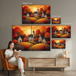 Dekoratívny obraz - Dedinka pod jesenným slnkom