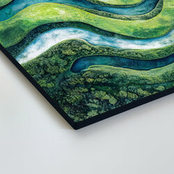 Abstraktní dřevěný obraz - Mechové vlny