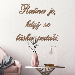 Citát o rodině a lásce - samolepka ze dřeva | Dub tabákový