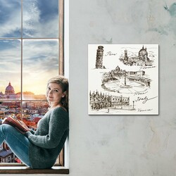 3D Wooden Engraved Wall Art - Italy | White