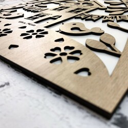 Wooden Wall Art with Custom Text - Our Home | Oak Sonoma / White