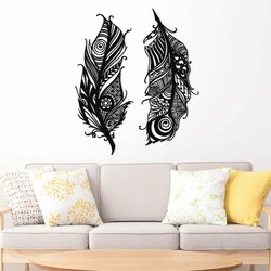 Cut-out Feathers on the Wall made from Wood | Black