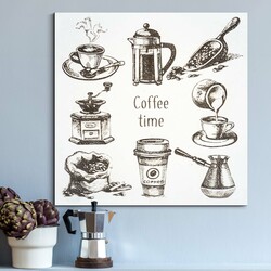 Wooden Wall Art Picture for Kitchen - Coffee | White