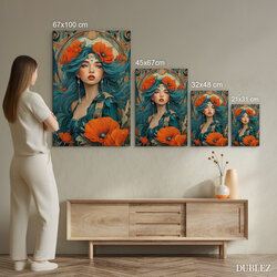 Drevený obraz na stenu - Žena v makoch