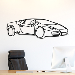 Dřevěný line art obraz - Lamborghini Huracán | Černá