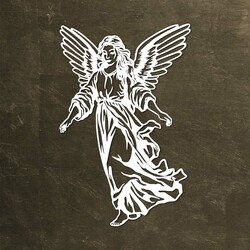 Dřevěný obraz anděla na zeď - Posel | Bílá