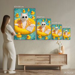 Pop art drevený obraz - Kocúr na nafukovačke