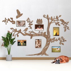 Wooden Family Tree on the Wall - Birds | Tobacco Oak