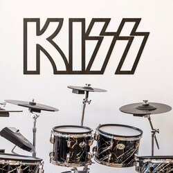 Drevený obraz na stenu - Logo KISS | Wenge
