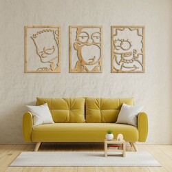 3-piece Wooden Wall Art - The Simpsons | Gold Craft Oak