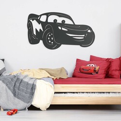 Wooden Wall Art for Children&#039;s Room - Lightning McQueen, Cars | Anthracite Gray