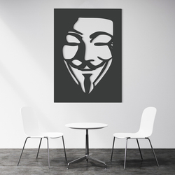Drevený obraz masky Anonymous - V ako Vendetta | Antracitovo-šedá