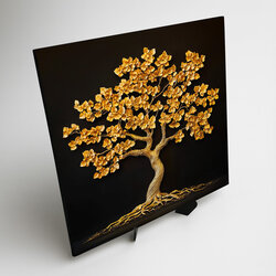 Golden Tree of Happiness on the Wall