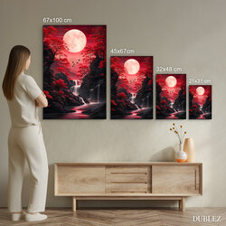 Japanese Wall Art - Red Moon