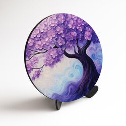 Drevený obraz stromu - Fialový sen