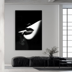 Black and white glamour image - Woman with a cigarette
