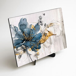 Drevený obraz kvetu do spálne - Modrá vášeň