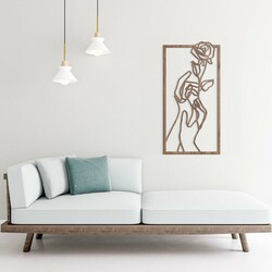 Minimalistický drevený obraz - Ruža  | Dub tabakový